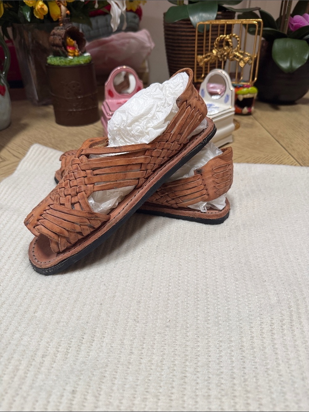 Unisex W/M WOMENS LEATHER HUARACHES Mexican Sandals with tire 4